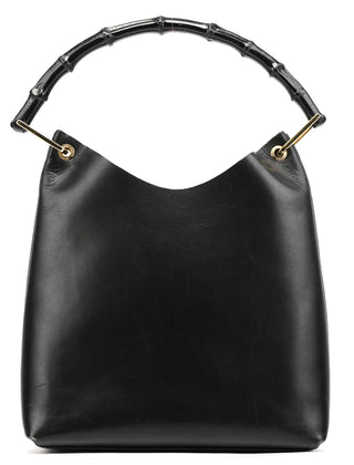 Gucci Black Leather Bamboo Shoulder Bag