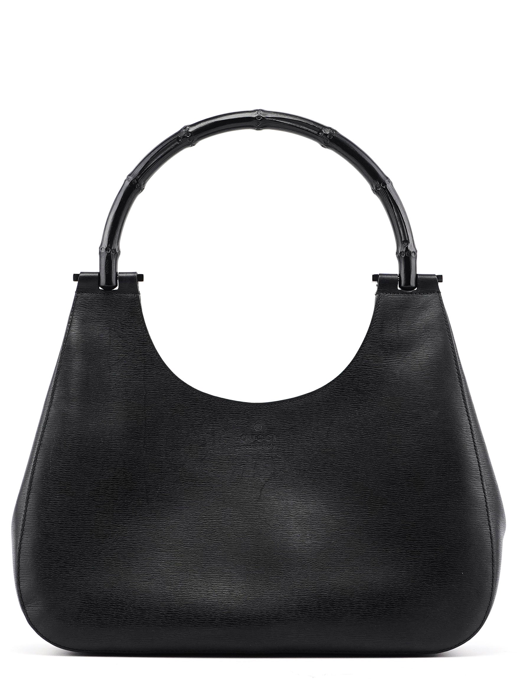 Gucci Black Leather Bamboo Shoulder Bag