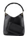 Gucci Black Leather Bamboo Shoulder Bag W/ Pouch