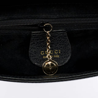 Gucci Black Leather Bamboo Top Handle Bag