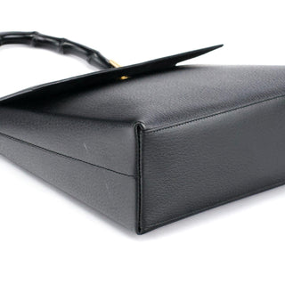 Gucci Black Leather Bamboo Top Handle Bag