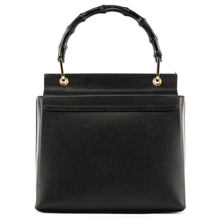 Gucci Black Leather Bamboo Top Handle Bag