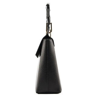 Gucci Black Leather Bamboo Top Handle Bag