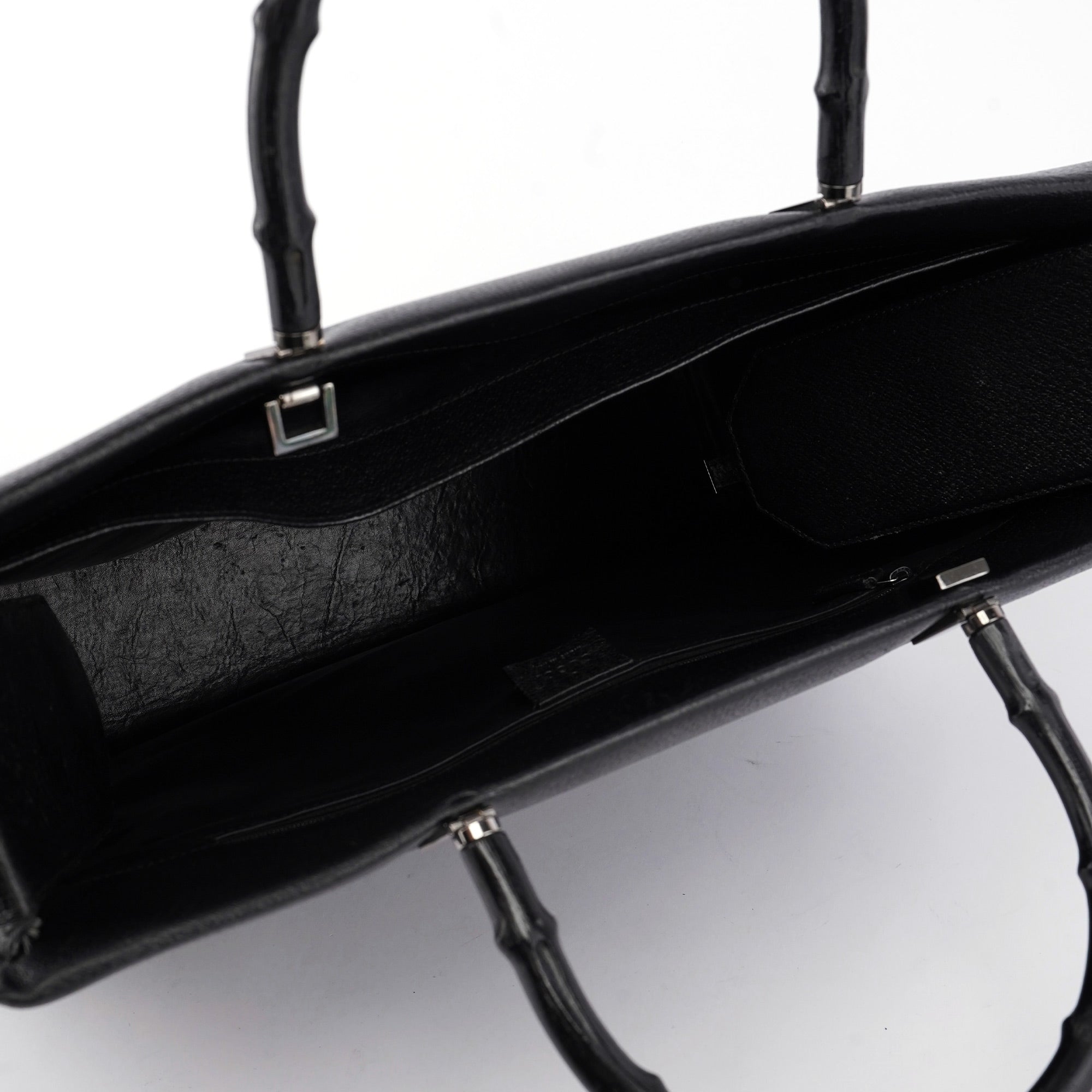 Gucci Sac cabas deux portés Bamboo en cuir noir
