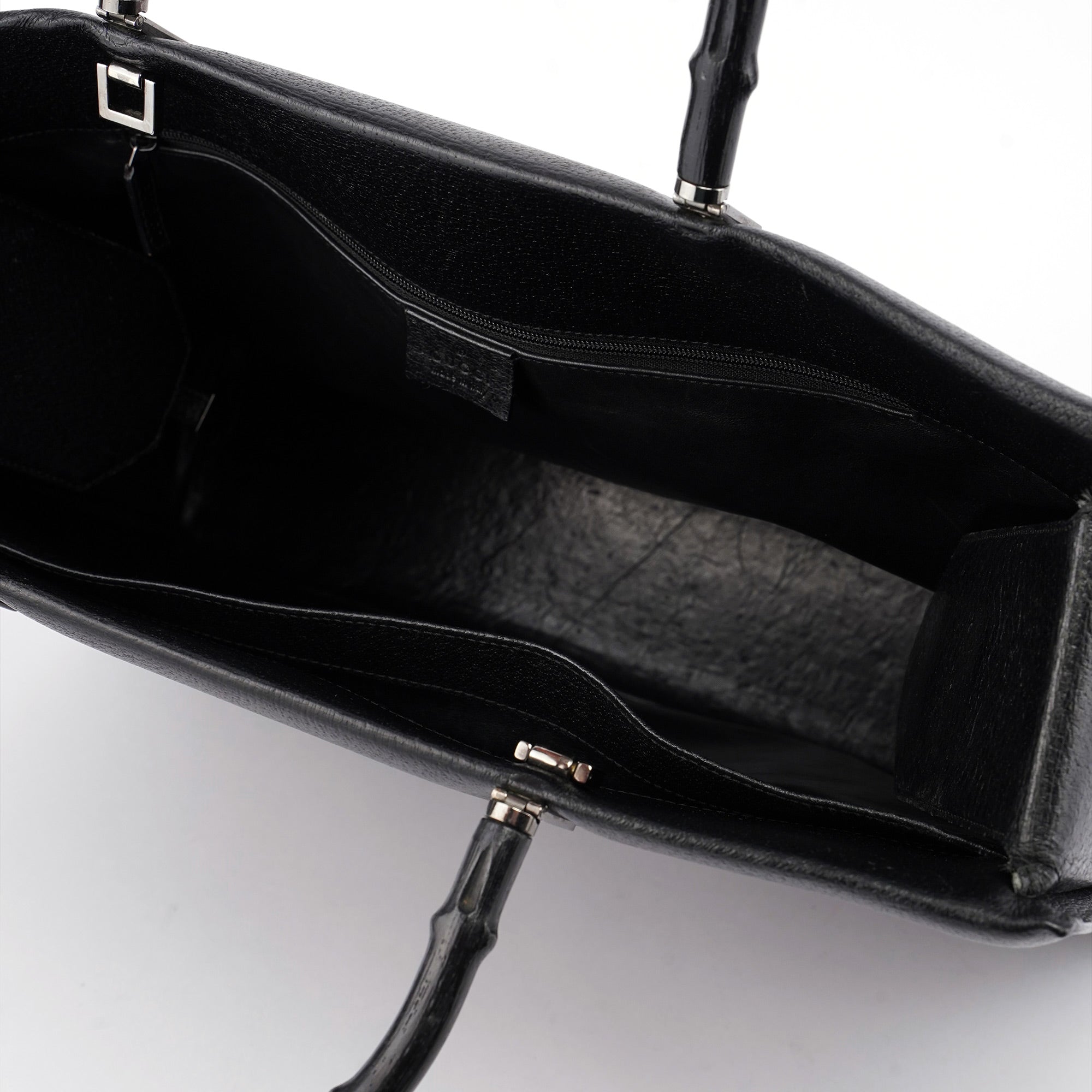 Gucci Sac cabas deux portés Bamboo en cuir noir