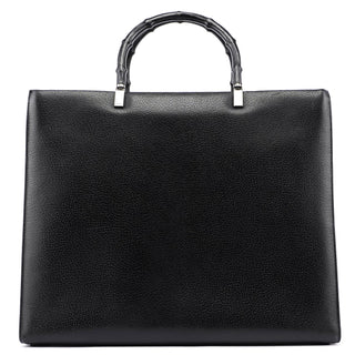 Gucci Black Leather Bamboo Tote 2-Way