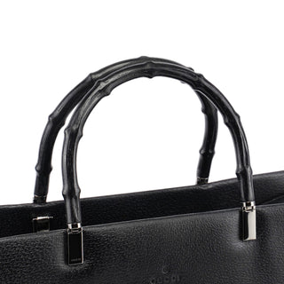 Gucci Black Leather Bamboo Tote 2-Way