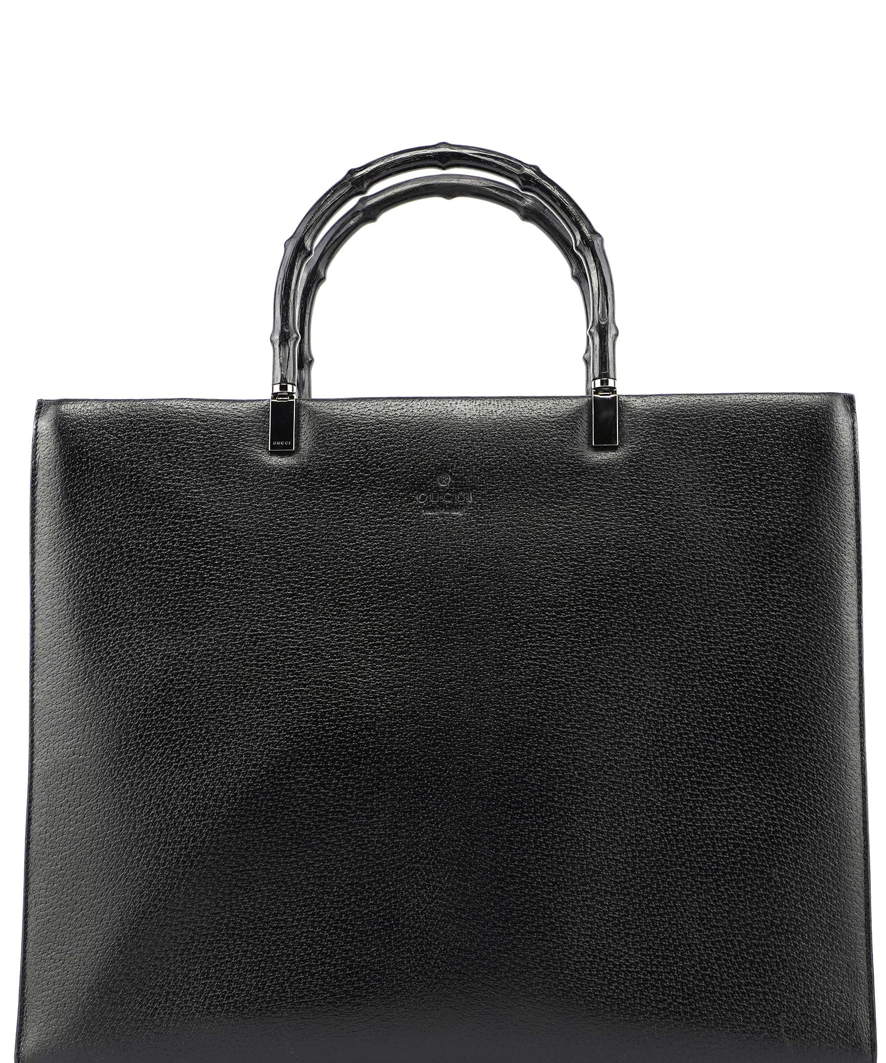 Gucci Black Leather Bamboo Tote 2-Way
