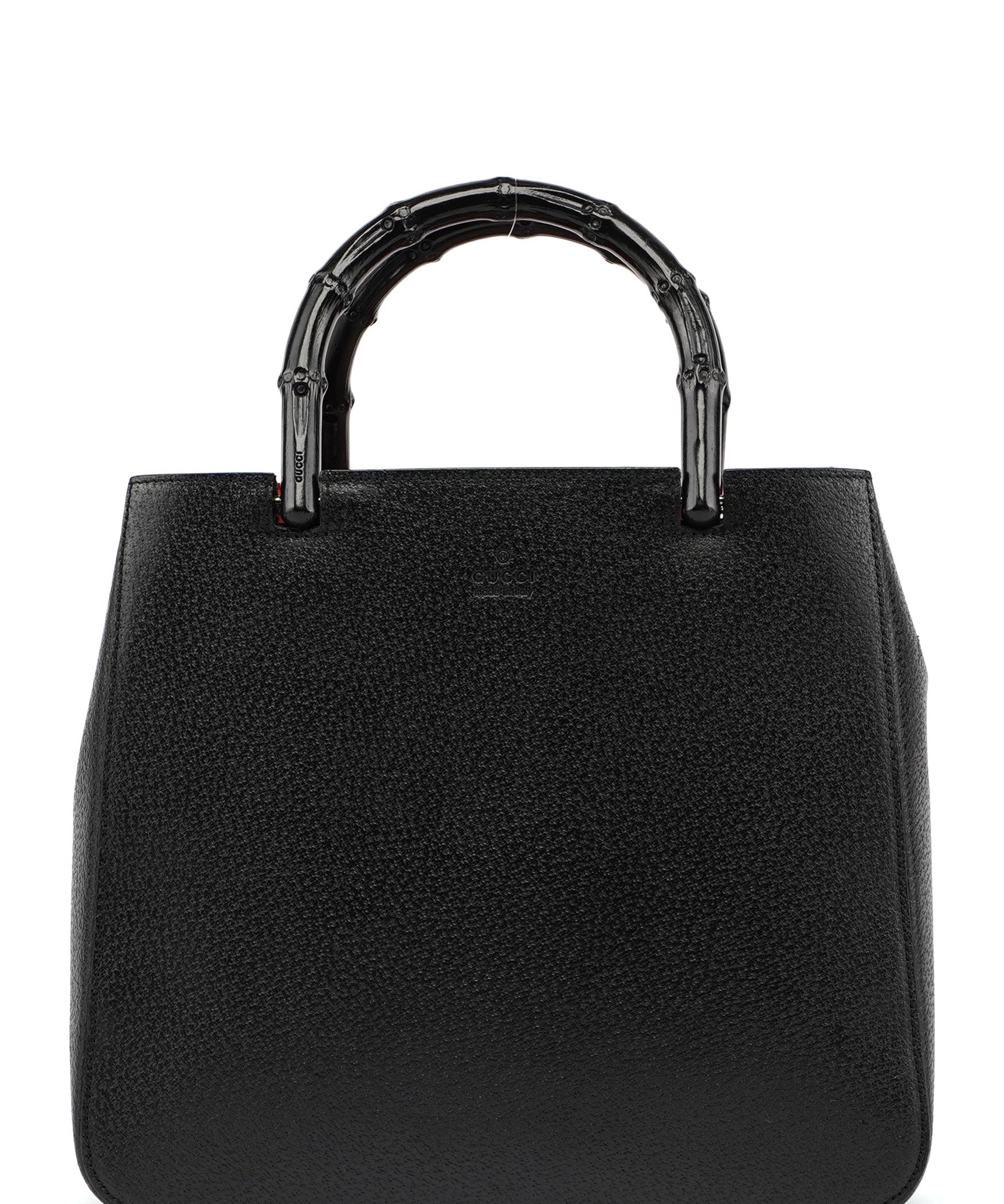Gucci Black Leather Bamboo Tote