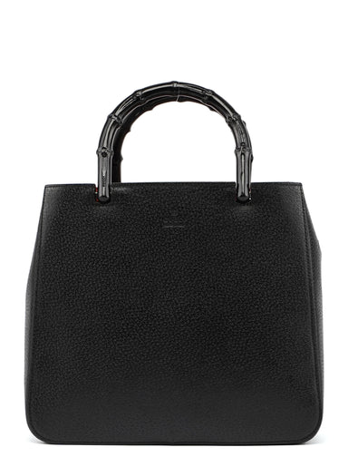 Gucci Black Leather Bamboo Tote