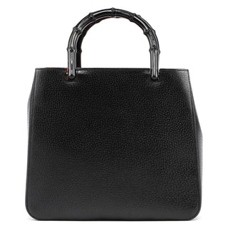 Gucci Black Leather Bamboo Tote