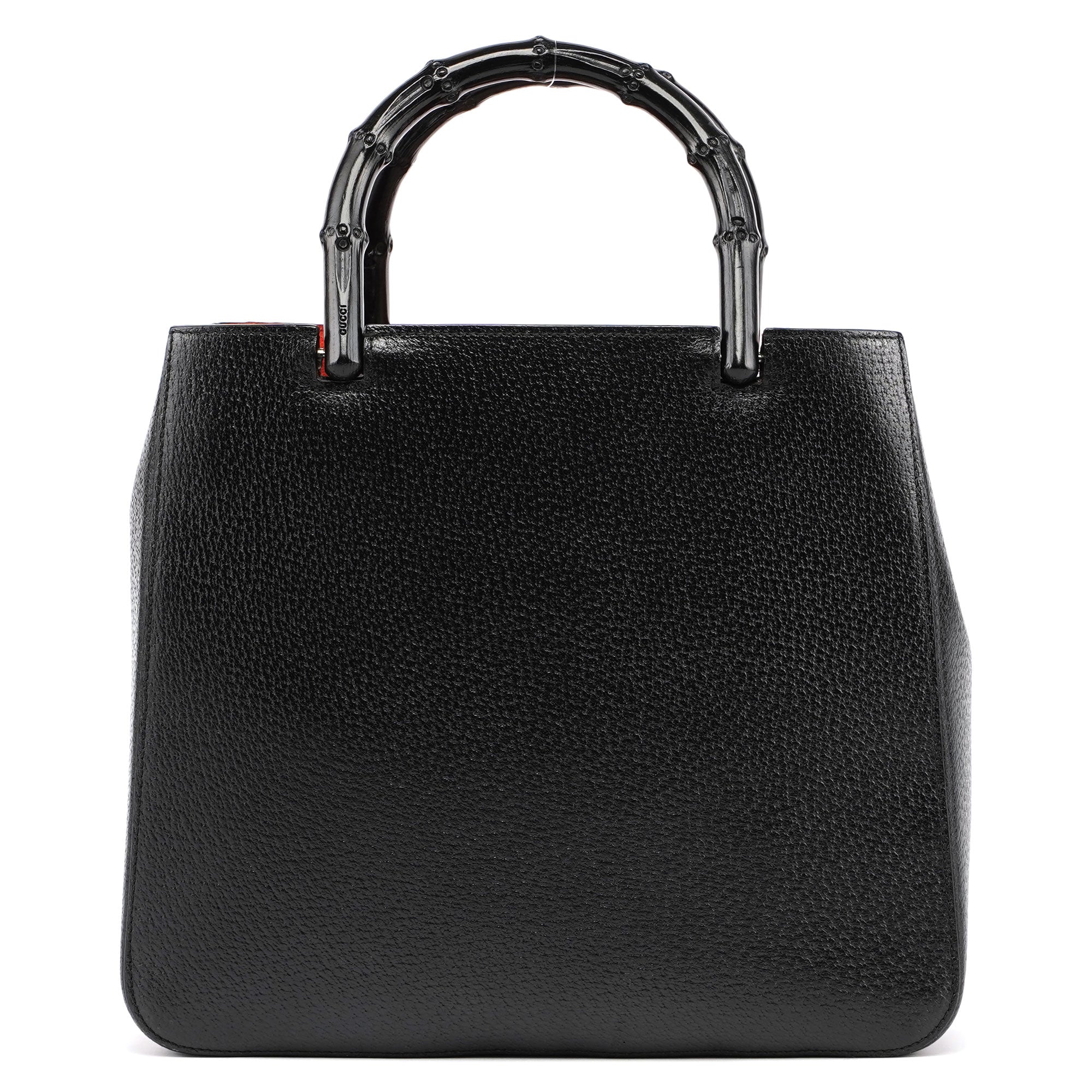 Gucci Black Leather Bamboo Tote