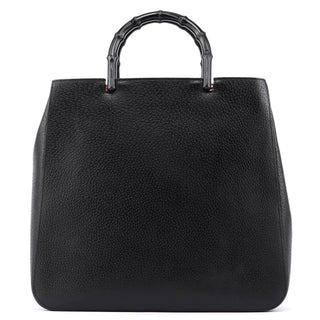 Gucci Black Leather Bamboo Tote