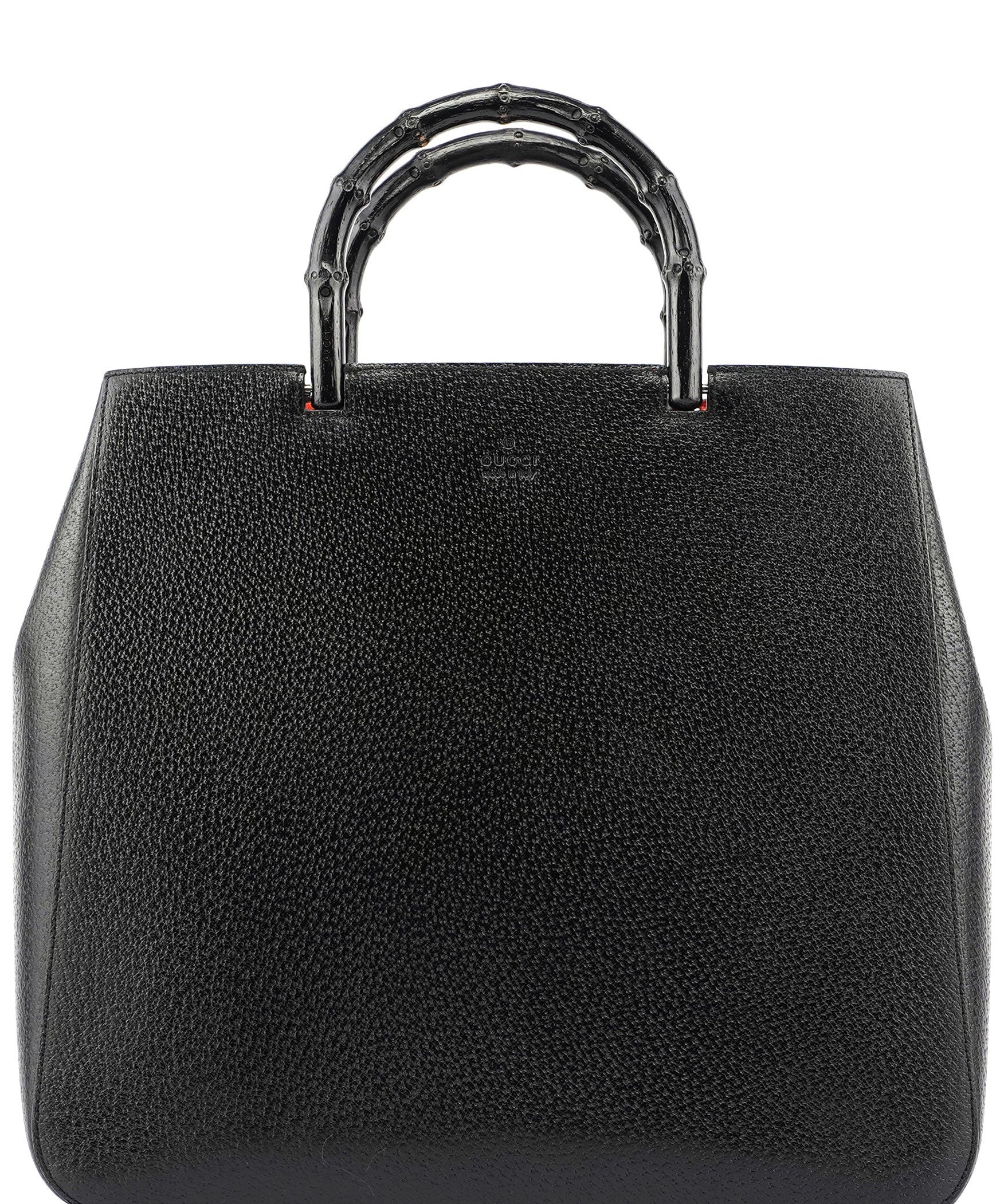 Gucci Black Leather Bamboo Tote