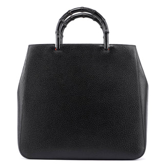 Gucci Black Leather Bamboo Tote