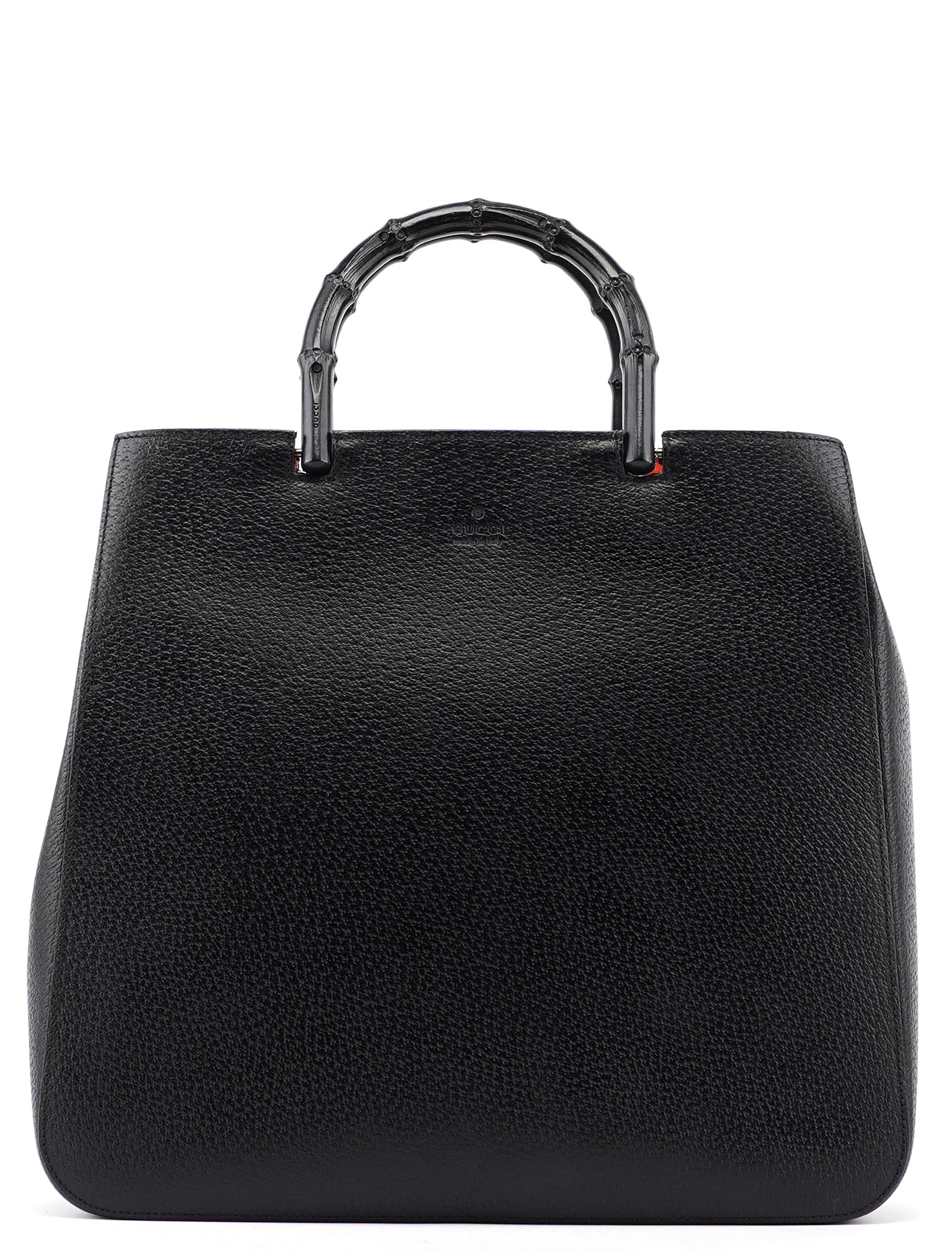 Gucci Black Leather Bamboo Tote