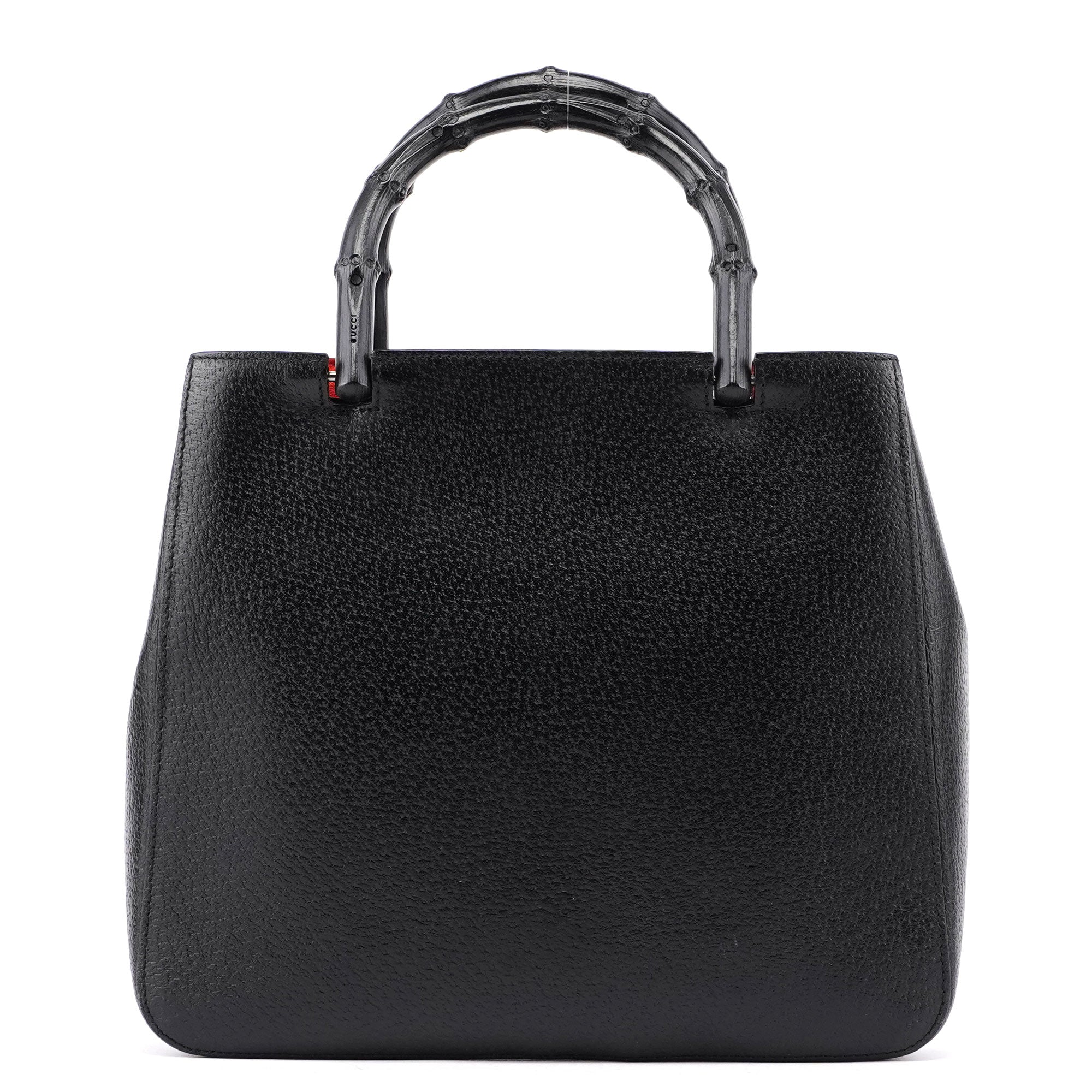 Gucci Black Leather Bamboo Tote