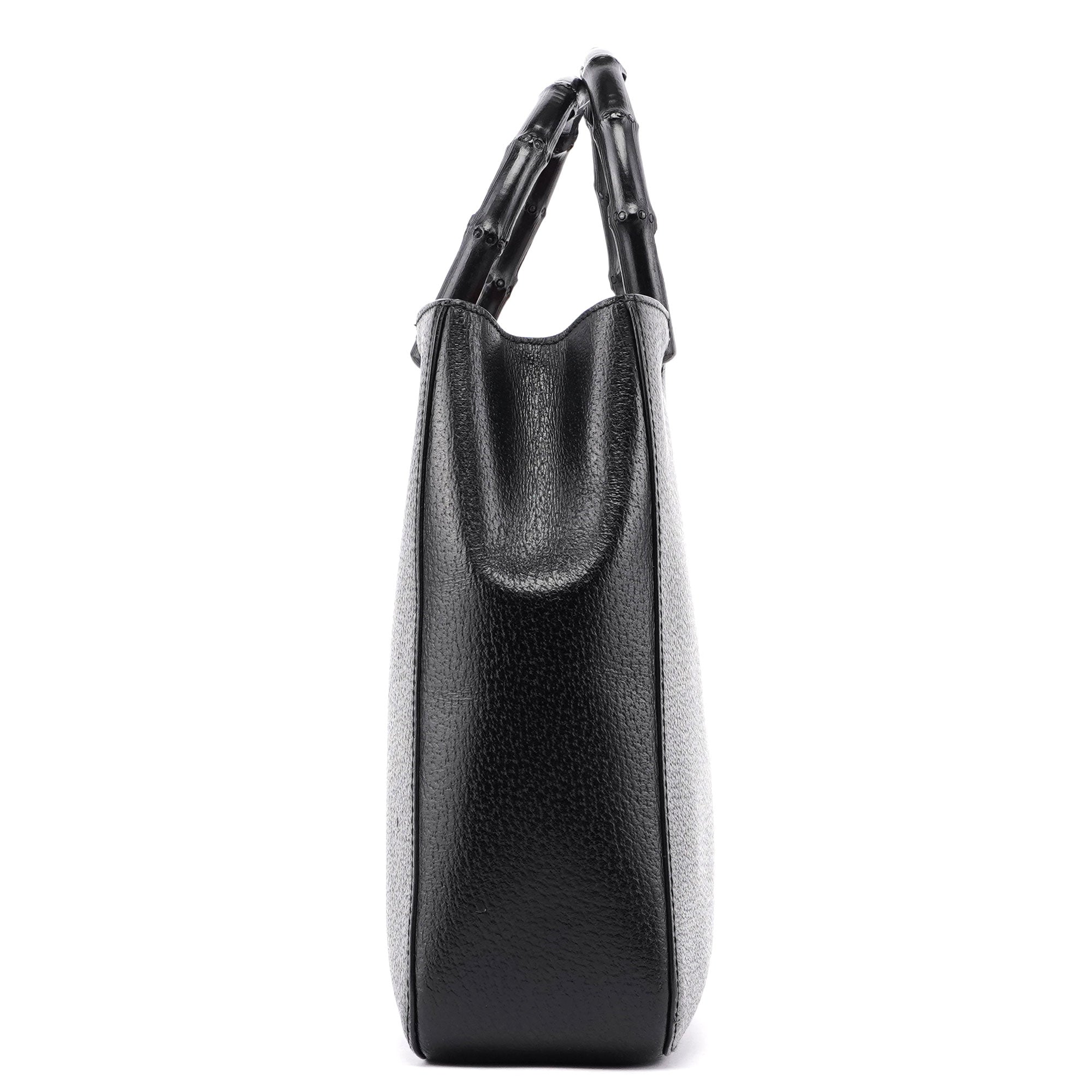 Gucci Black Leather Bamboo Tote