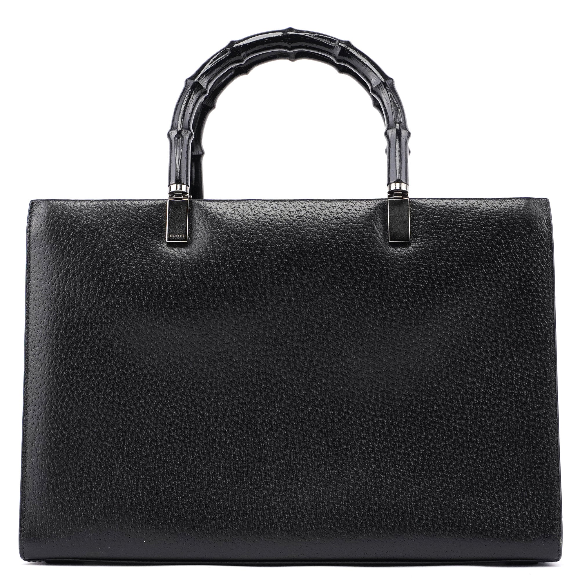 Gucci Black Leather Bamboo Tote