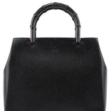 Gucci Black Leather Bamboo Tote