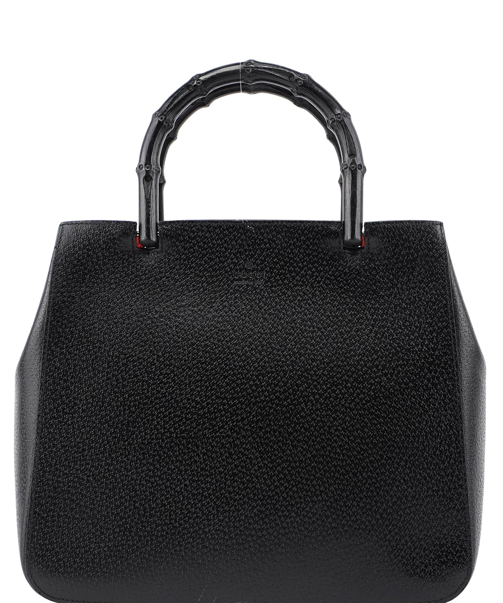Gucci Black Leather Bamboo Tote