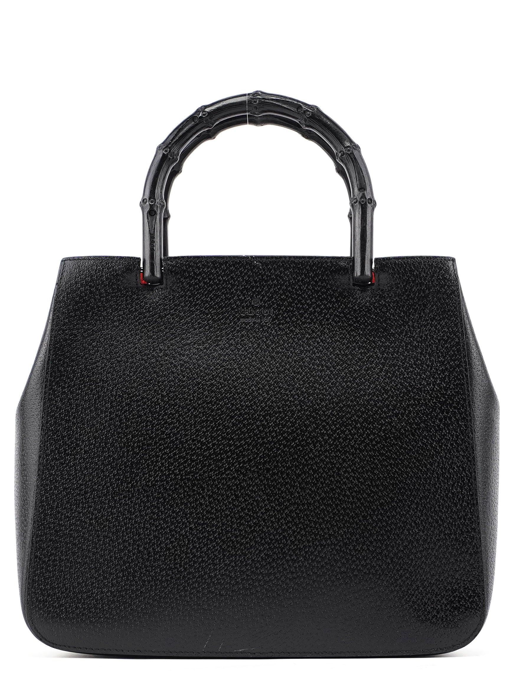 Gucci Black Leather Bamboo Tote