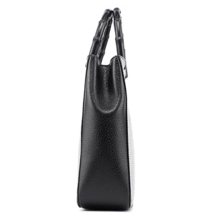 Gucci Black Leather Bamboo Tote