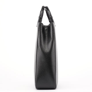 Gucci Black Leather Bamboo Tote Bag