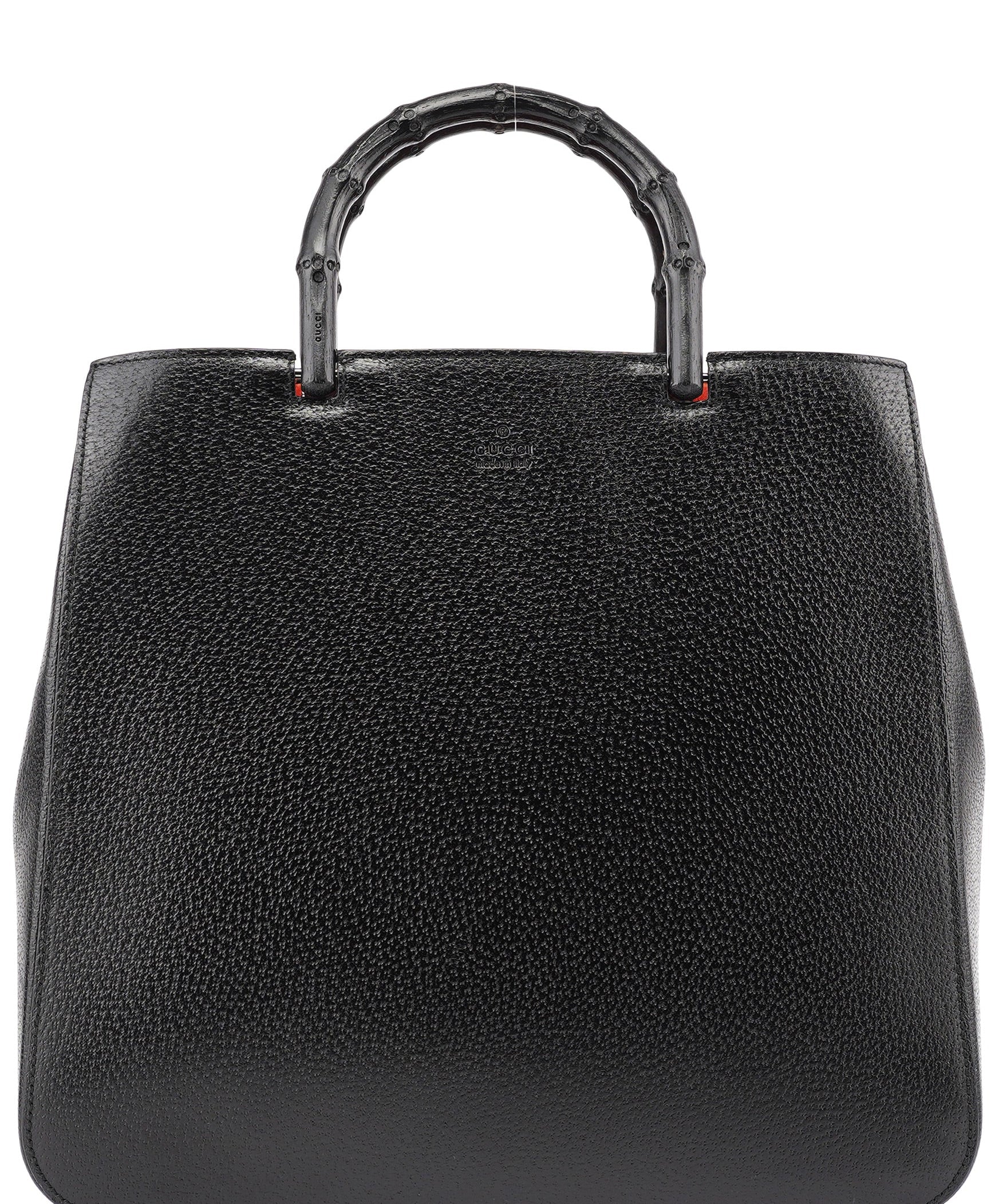 Gucci Black Leather Bamboo Tote Bag