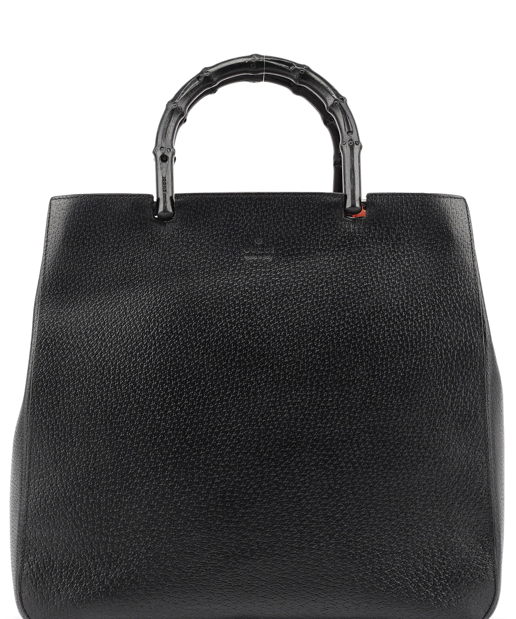 Gucci Black Leather Bamboo Tote Bag