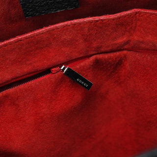 Gucci Black Leather Bamboo Tote Bag