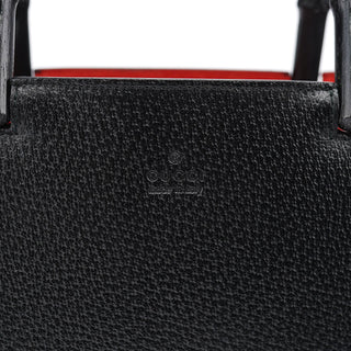 Gucci Black Leather Bamboo Tote Bag