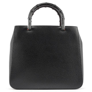 Gucci Black Leather Bamboo Tote Bag