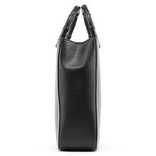 Gucci Black Leather Bamboo Tote Bag
