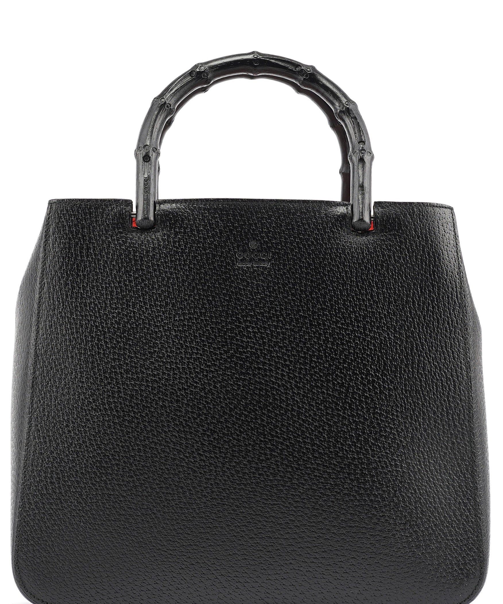 Gucci Black Leather Bamboo Tote Bag