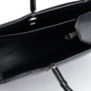 Gucci Black Leather Bamboo Tote Bag