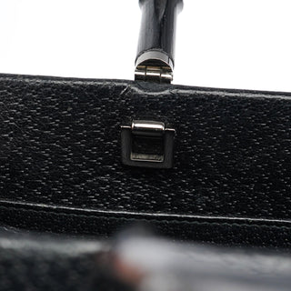Gucci Black Leather Bamboo Tote Bag