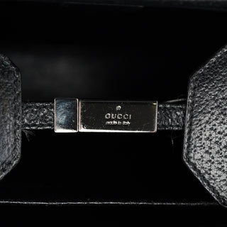 Gucci Black Leather Bamboo Tote Bag