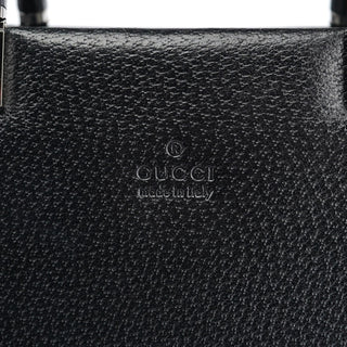 Gucci Black Leather Bamboo Tote Bag