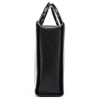 Gucci Black Leather Bamboo Tote Bag