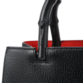 Gucci Black Leather Bamboo Tote Bag