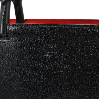 Gucci Black Leather Bamboo Tote Bag