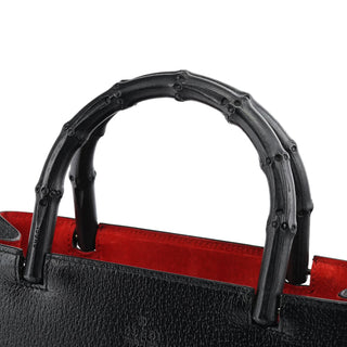 Gucci Black Leather Bamboo Tote Bag
