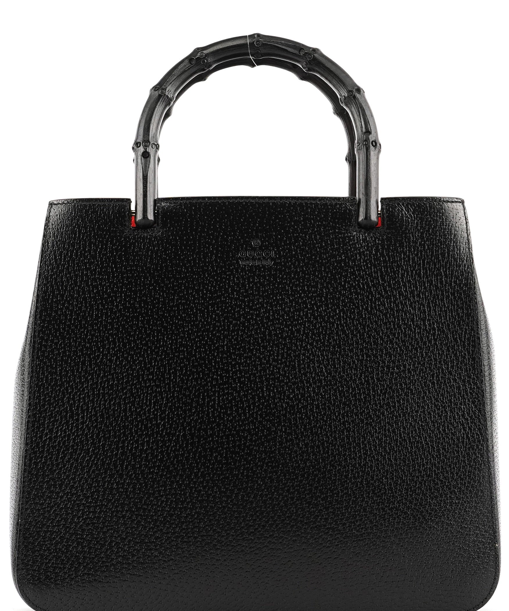 Gucci Black Leather Bamboo Tote Bag