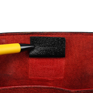 Gucci Black Leather Bamboo Tote Bag