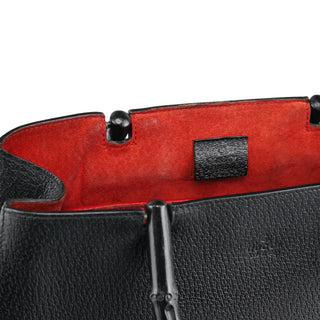 Gucci Black Leather Bamboo Tote Bag