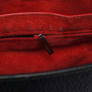 Gucci Black Leather Bamboo Tote Bag