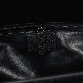 Gucci Black Leather Bamboo Tote Bag