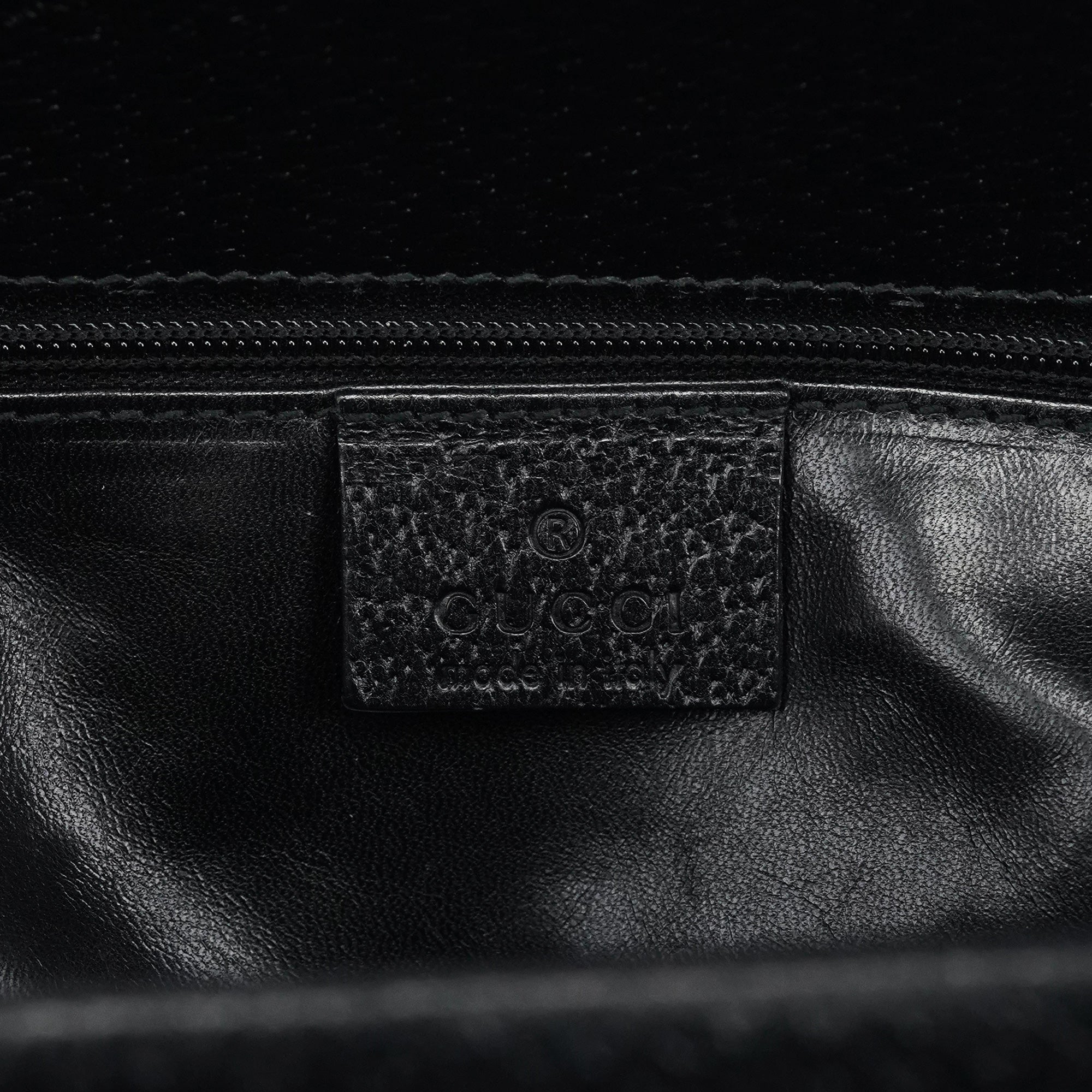 Gucci Black Leather Bamboo Tote Bag