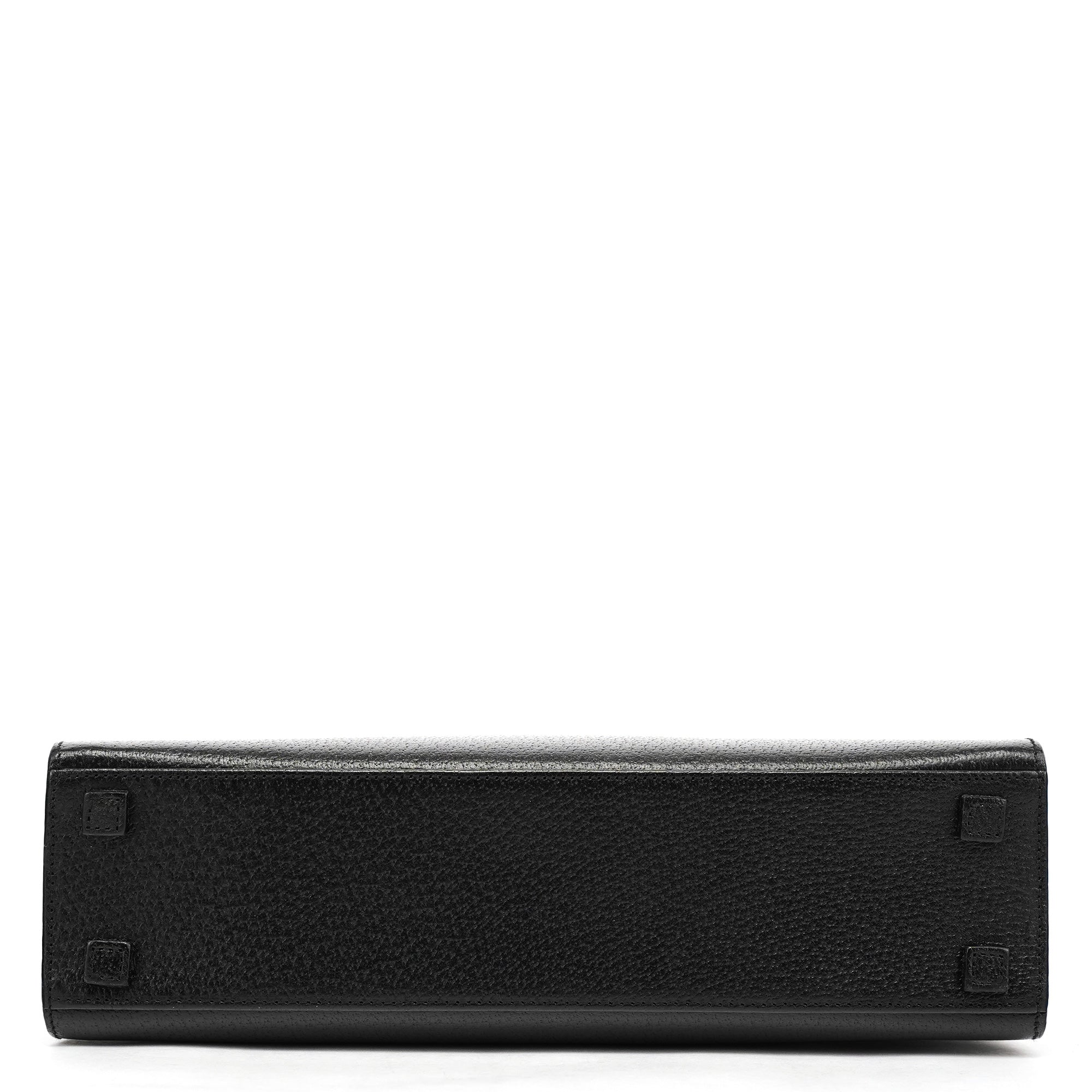 Gucci Black Leather Bamboo Tote Bag